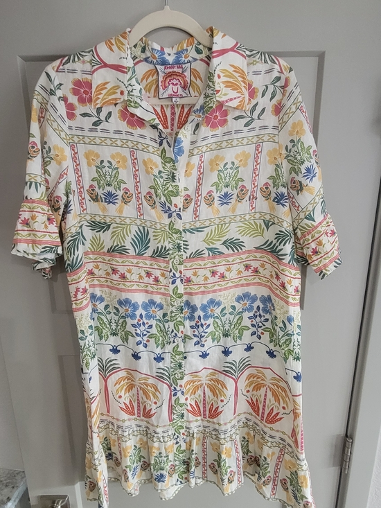 Johnny Was Dresses & Skirts - NWT Johnny Was Soller Linen Ruffle Flounce Shirt Dress Floral Small